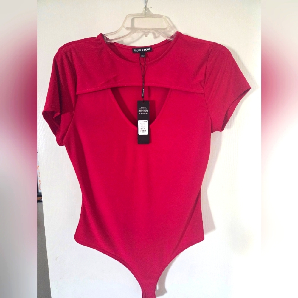 Fashion NOVA Bold Red Cutout Bodysuit